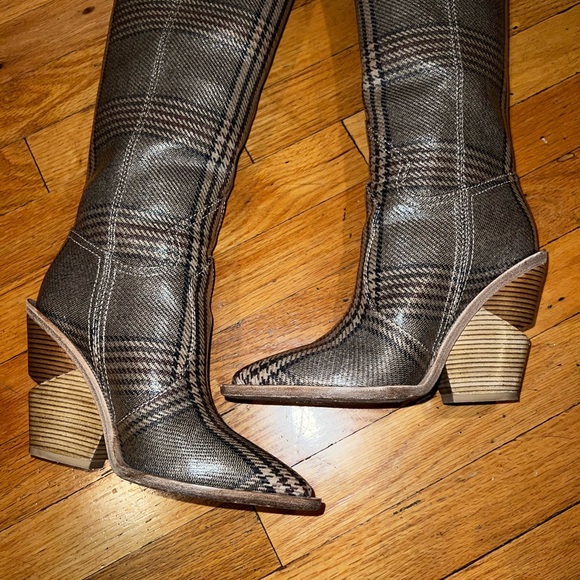 FENDI PLAID LONG COWBOY BOOTS WESTERN - Picture 16 of 16
